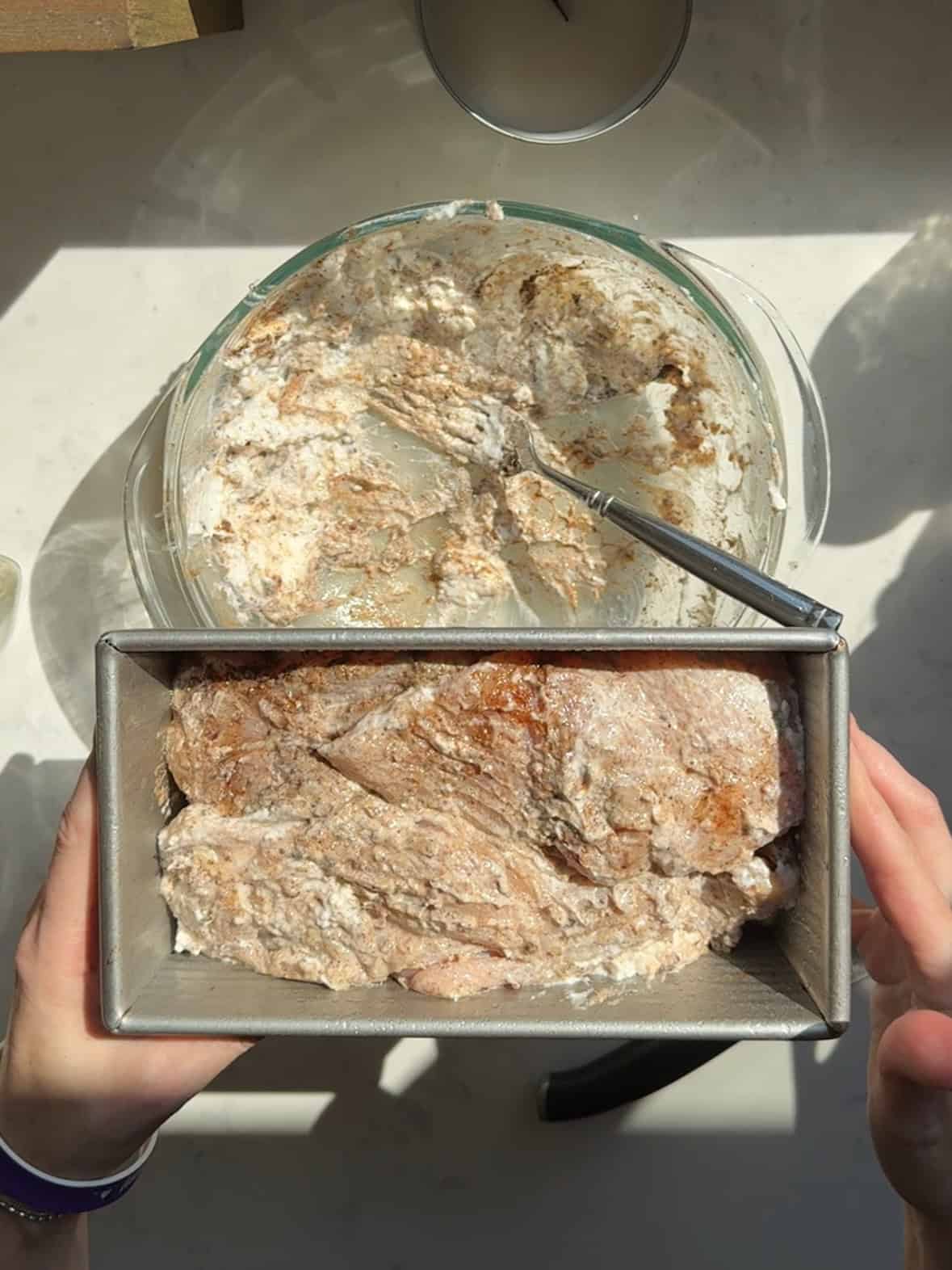 Loaf Pan Chicken Shawarma. Add all ingredients to a sprayed loaf pan