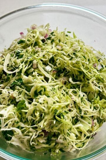 Finished cilantro lime cabbage slaw ready to serve