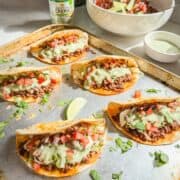 crispy ground beef tacos on sheet pan easy oven baked taco recipe